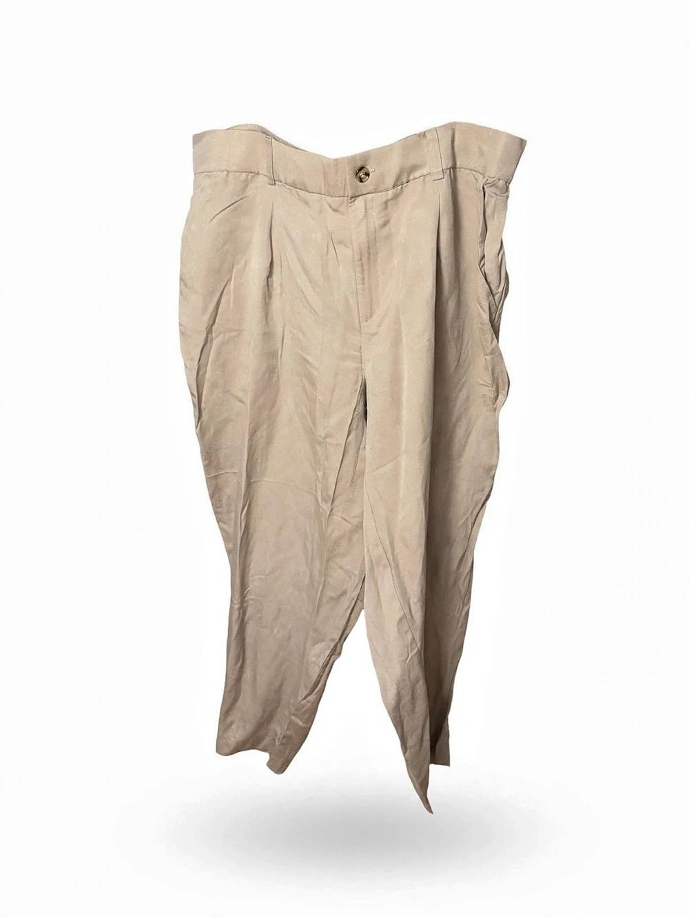 Torrid Linen Flat Front Trouser Linen Tapered Pants Beige Size 20 NWT